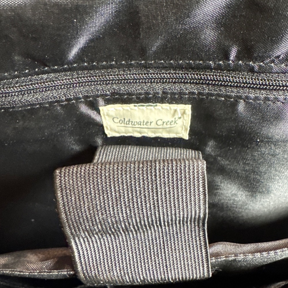 Coldwater Creek Hampton Computer Bag Black Woven Croc Embossed Laptop Tote NWT - Picture 8 of 12